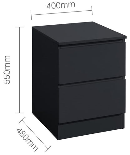 Birlea Oslo Black 2 Drawer Bedside