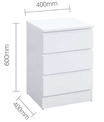 Birlea Oslo White 3 Drawer Bedside