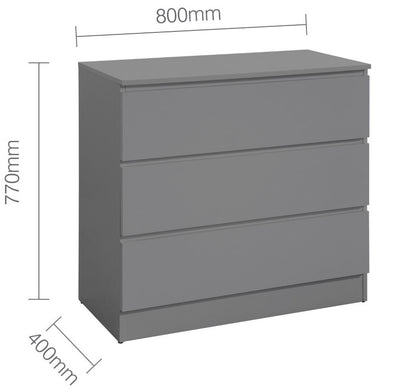 Birlea Oslo Grey 3 Drawer Chest