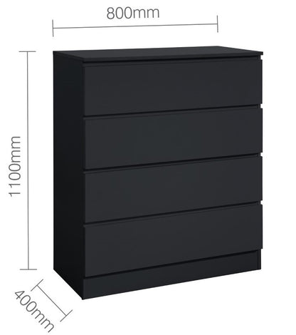 Birlea Oslo Black 4 Drawer Chest