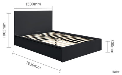 Birlea Oslo 4ft6 Double Black Wooden Ottoman Bed Frame