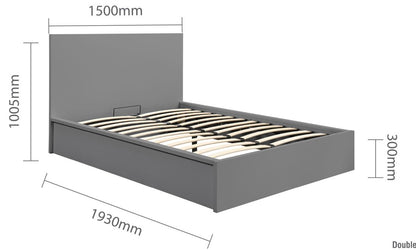 Birlea Oslo 4ft6 Double Grey Wooden Ottoman Bed Frame