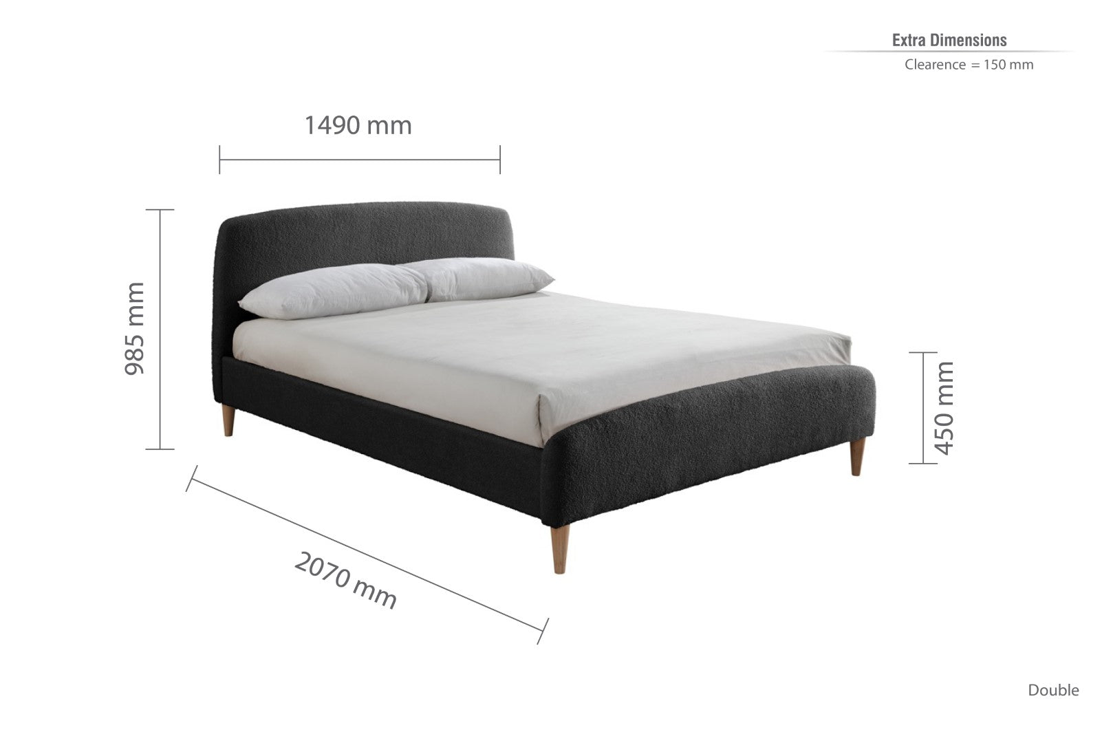 Birlea Otley 4ft6 Double Charcoal Fabric Bed Frame