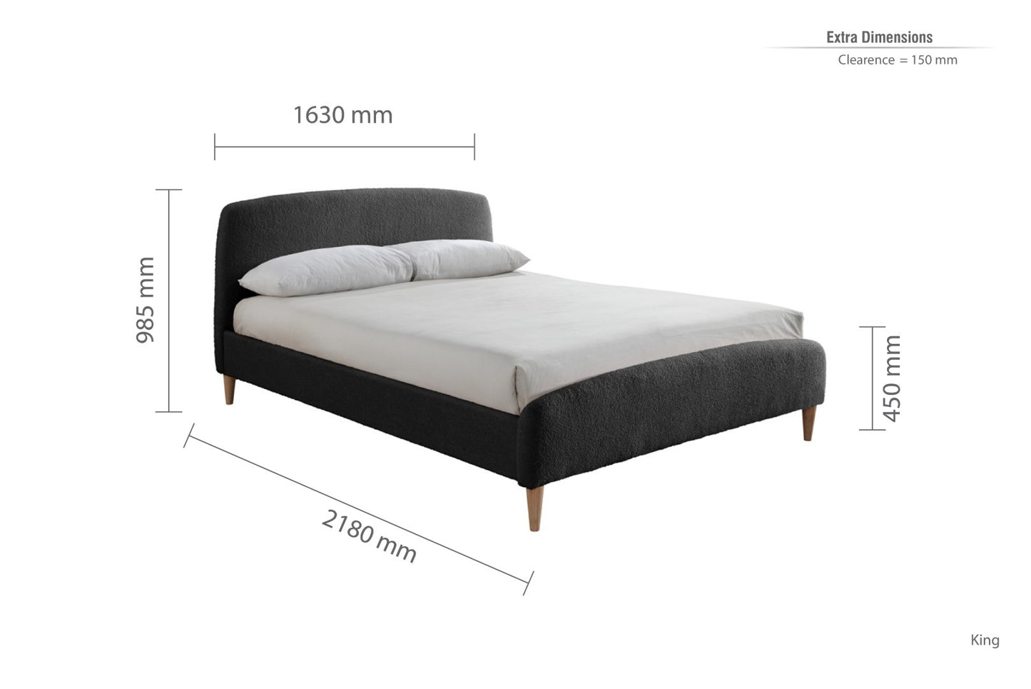 Birlea Otley 5ft Kingsize Charcoal Fabric Bed Frame