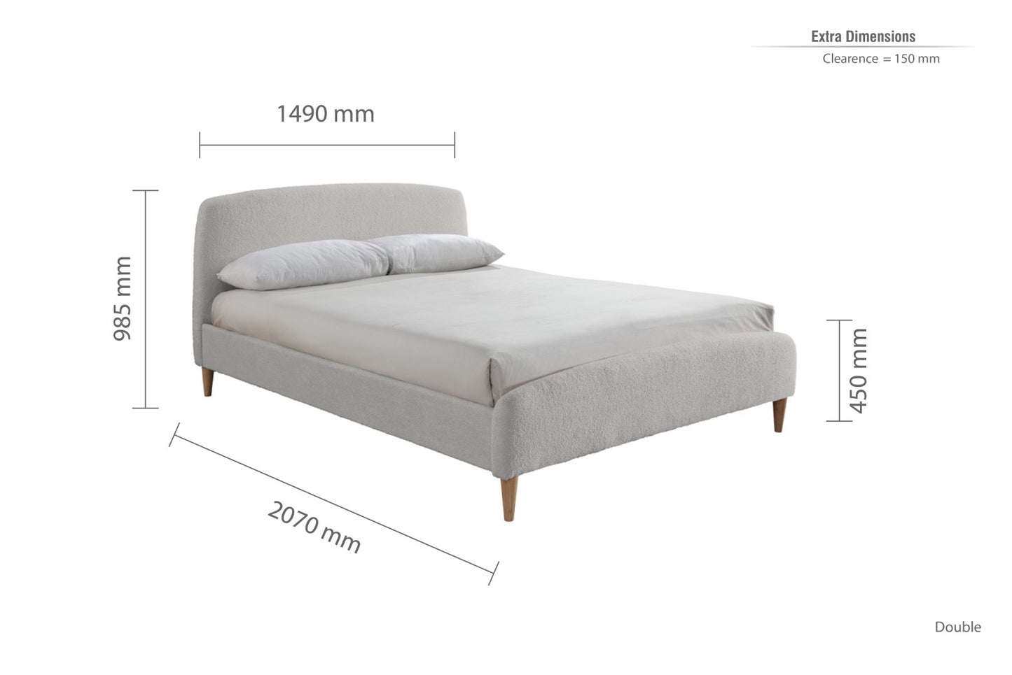 Birlea Otley 4ft6 Double Dove Grey Fabric Bed Frame