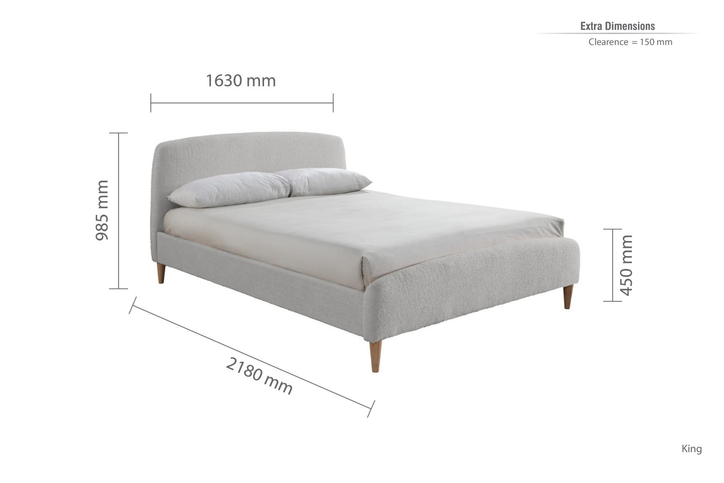 Birlea Otley 5ft Kingsize Dove Grey Fabric Bed Frame