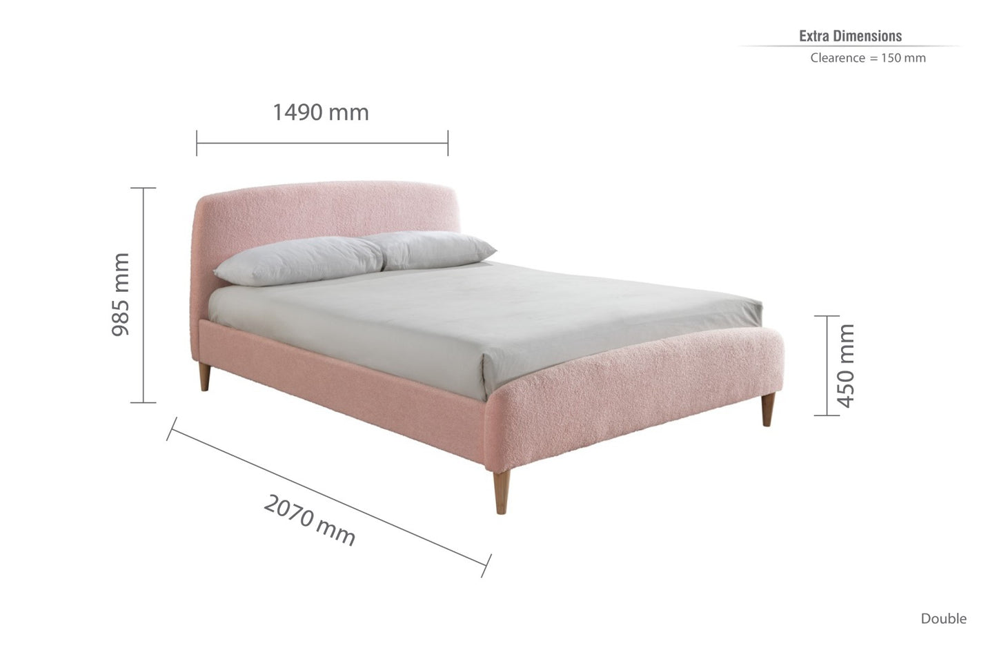 Birlea Otley 4ft6 Double Pink Fabric Bed Frame