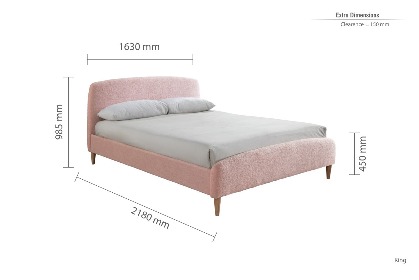 Birlea Otley 5ft Kingsize Pink Fabric Bed Frame