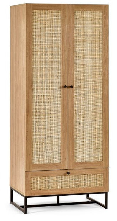 Julian Bowen Padstow Oak 2 Door 1 Drawer Wardrobe