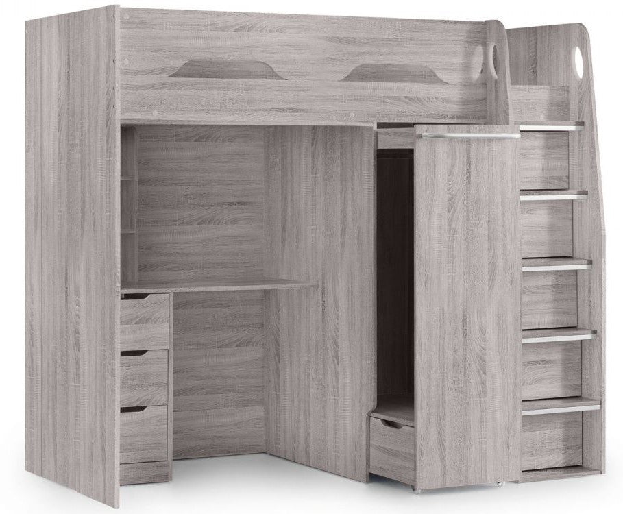 Julian Bowen Pegasus Highsleeper Grey Oak Bed