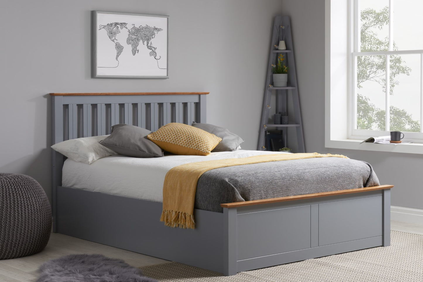 Birlea Phoenix 5ft Kingsize Stone Grey Ottoman Bed Frame
