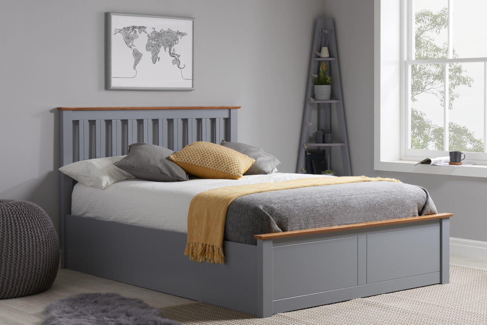 Birlea Phoenix 5ft Kingsize Stone Grey Ottoman Bed Frame