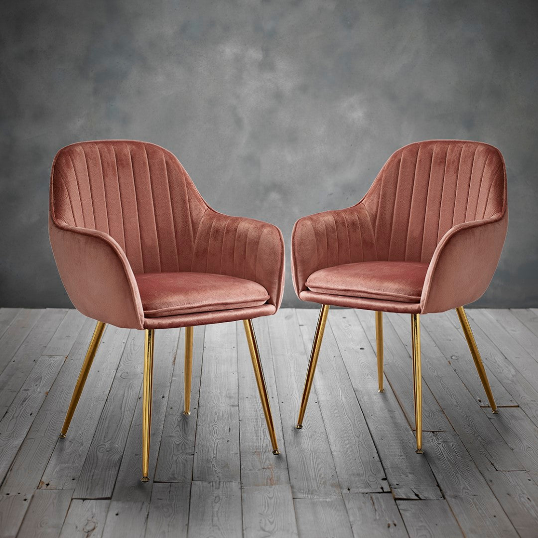 LPD Lara Dusky Pink Dining Chair with Gold Legs