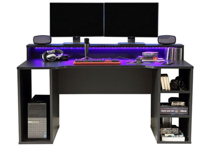 Flair Power X Black Computer Gaming Desk With Colour Changing Led Lights