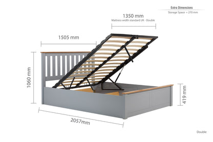 Birlea Phoenix 4ft6 Double Stone Grey Ottoman Bed Frame
