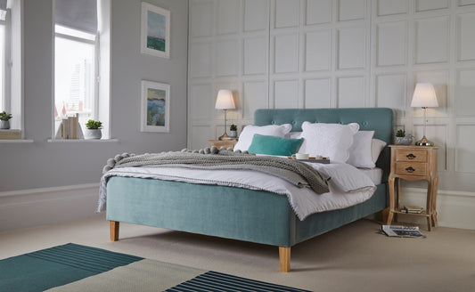 LPD Pierre 4ft6 Double Blue Velvet Bed Frame