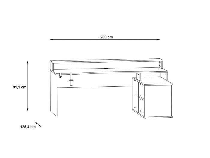 Flair Power W L Shaped Corner LED Gaming Desk with Storage