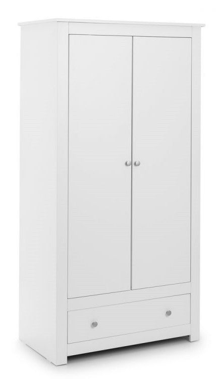 Julian Bowen Radley Surf White Wooden 2 Door 1 Drawer Combi Wardrobe