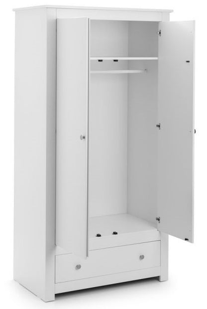 Julian Bowen Radley Surf White Wooden 2 Door 1 Drawer Combi Wardrobe