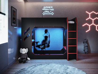 Recoil Shuttle Small Double LED Gaming High Sleeper Black & Red