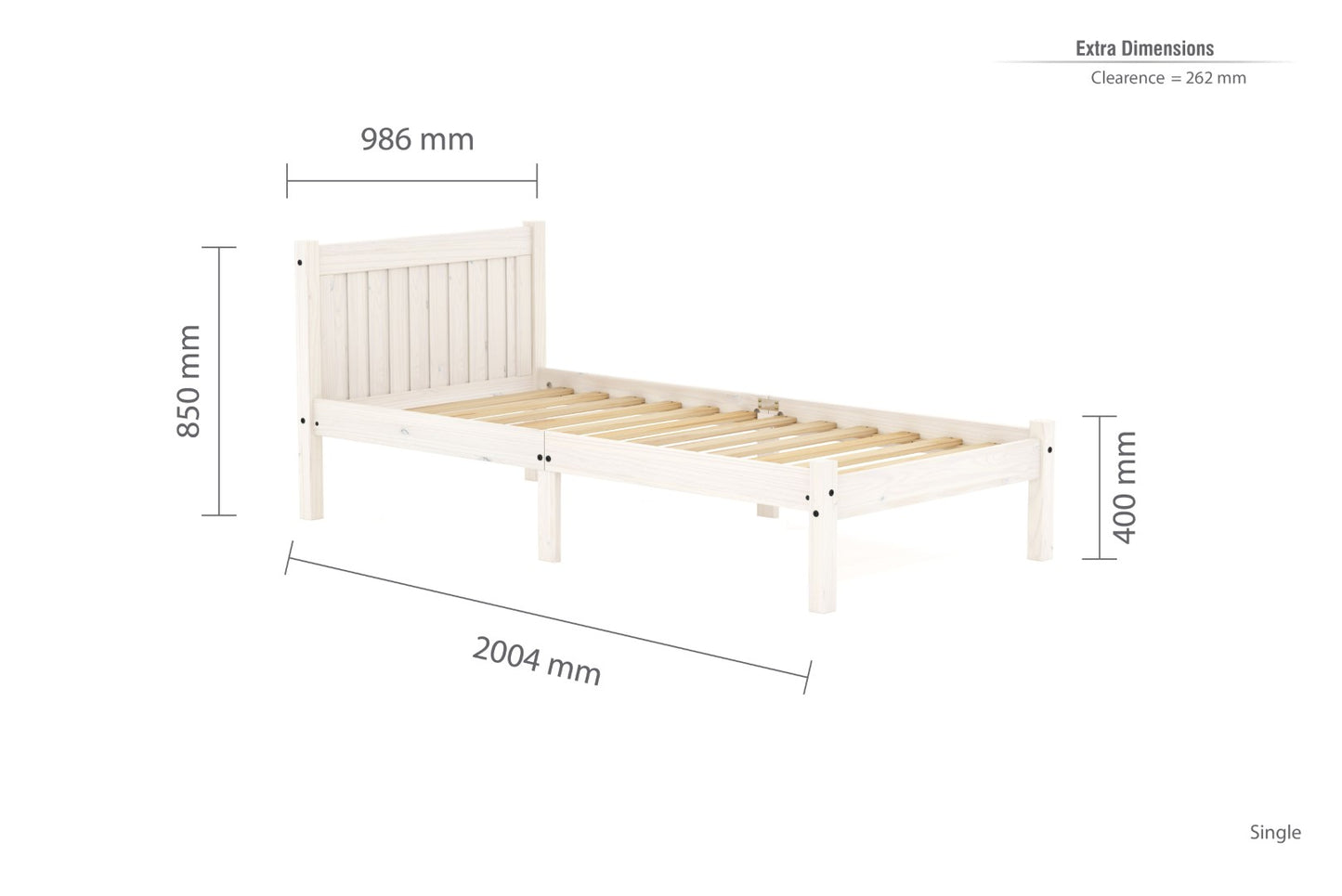 Birlea Rio 3ft Single White Pine Bed Frame