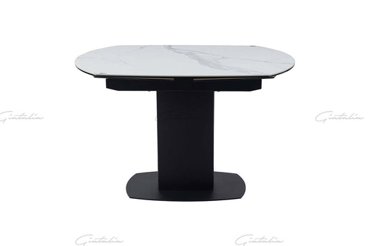 Giatalia Ritz 120cm-180cm White Ceramic Marble Swivel Mechanism Extending Dining Table