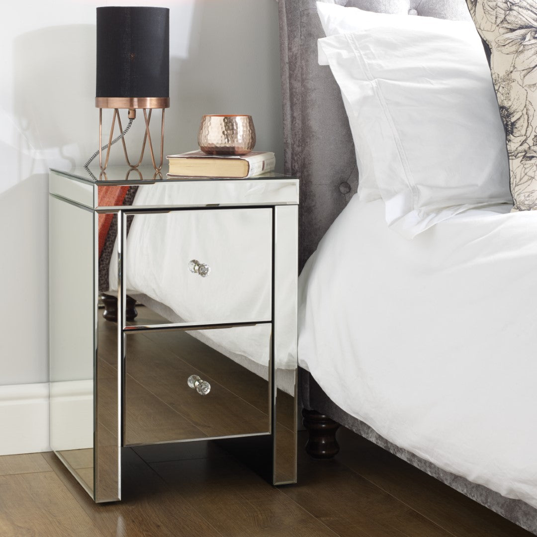 Birlea Seville Glass 2 Drawer Bedside