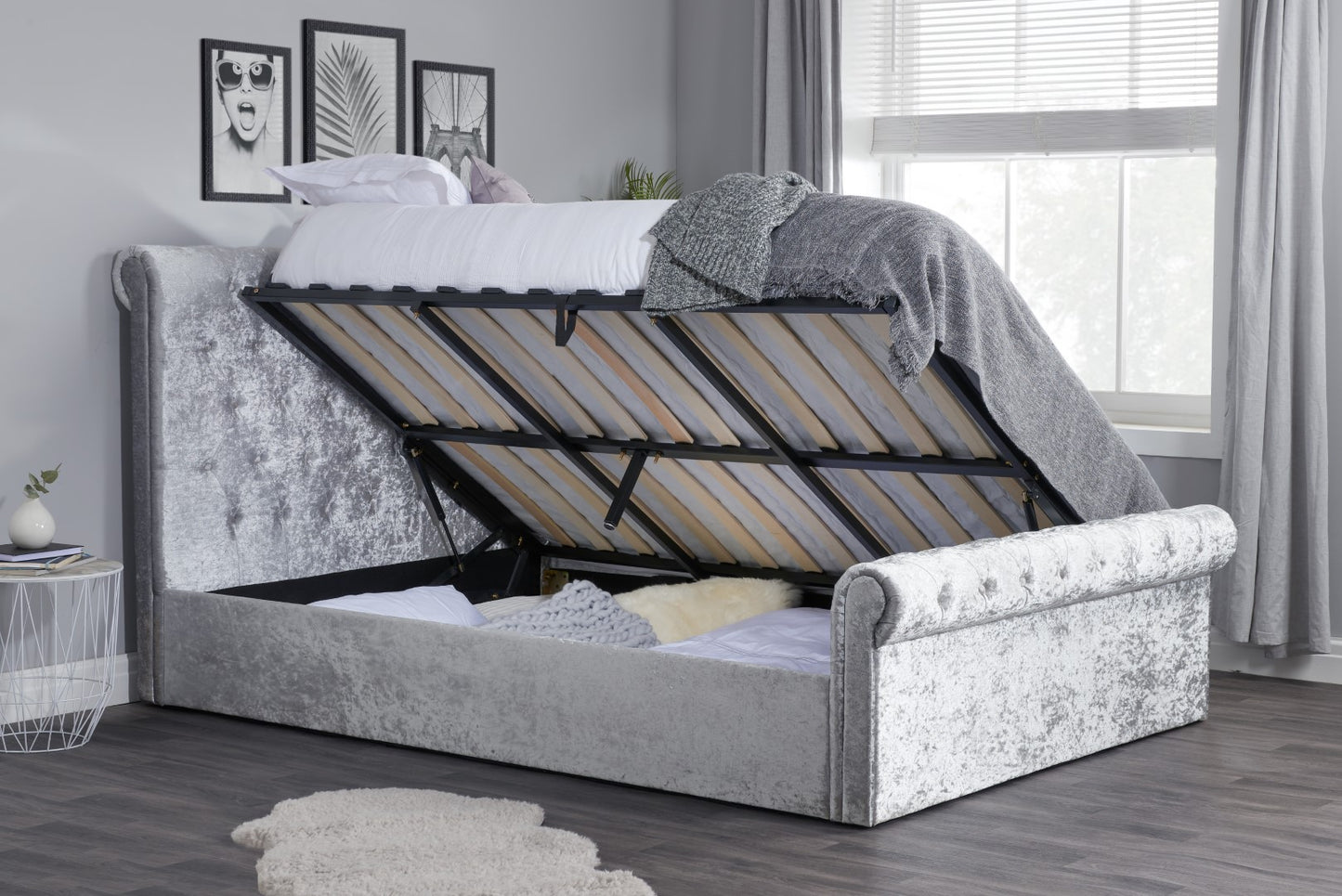 Birlea Sienna 4ft Double Steel Fabric Ottoman Bed Frame