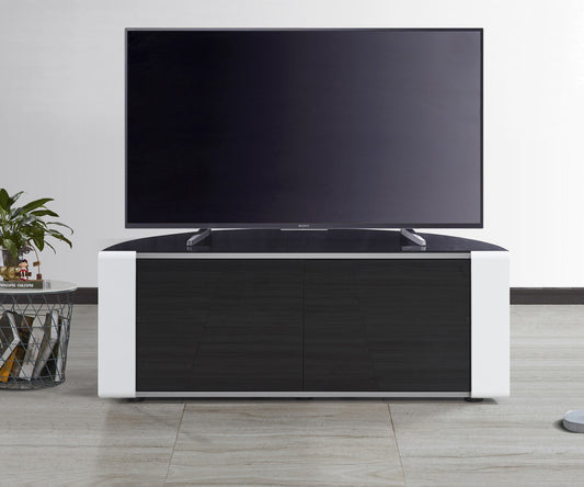 MDA Designs Sirius 1200 Black/White 55 Inches Corner TV Unit Stand