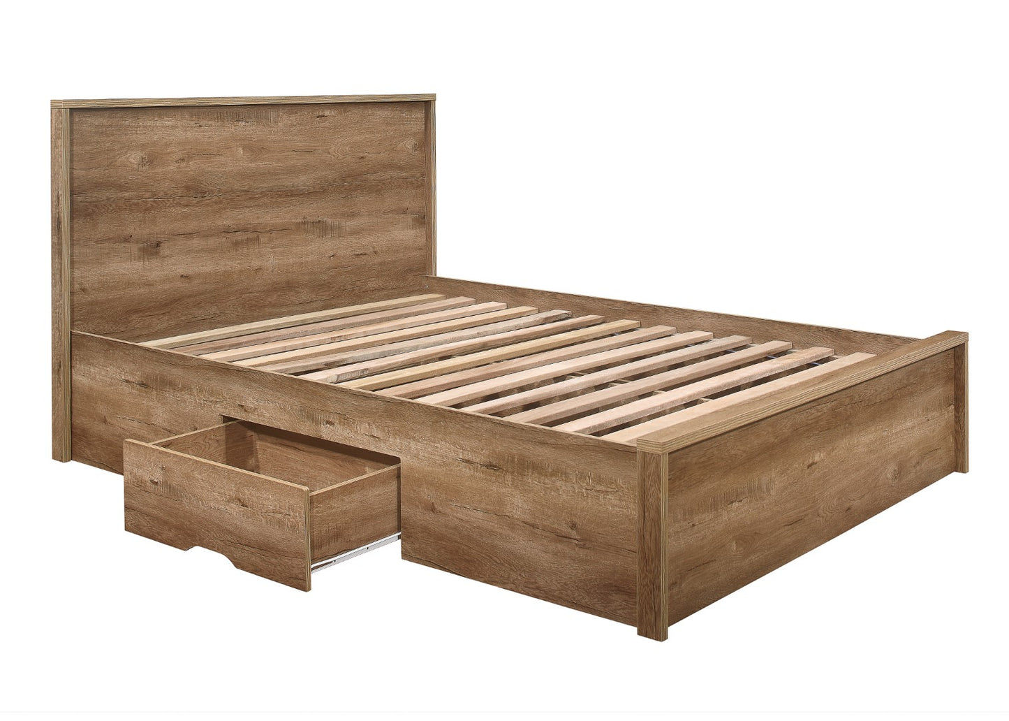 Birlea Stockwell 4ft6 Double Rustic Oak Wooden Bed Frame with Drawers