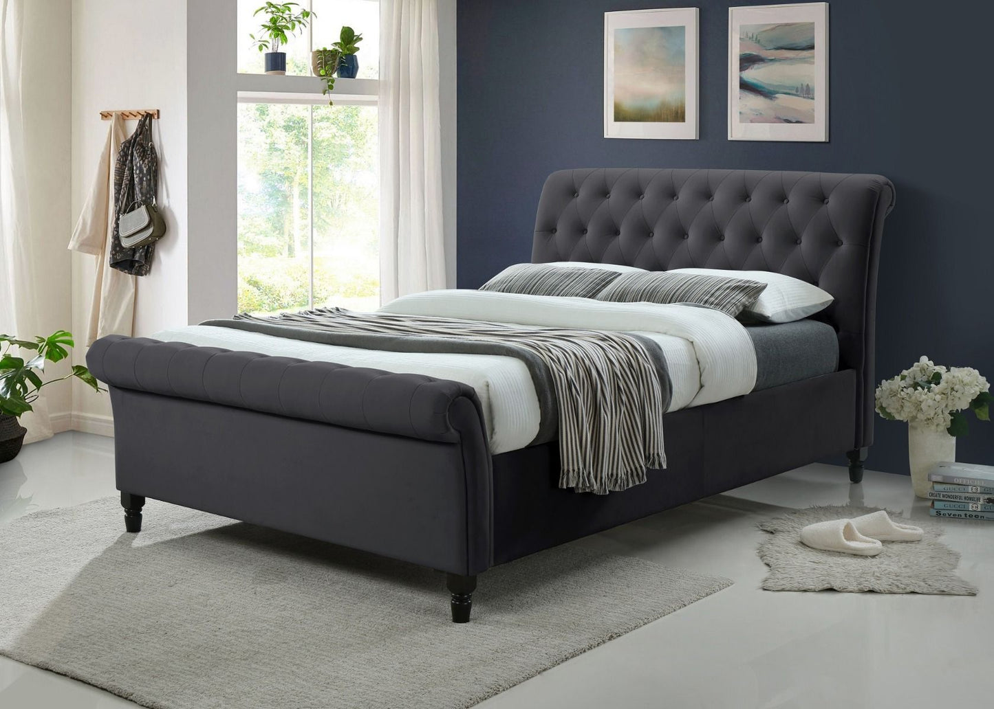 Sareer Richmond 4ft6 Double Dark Grey Side Lift Ottoman Bed Frame