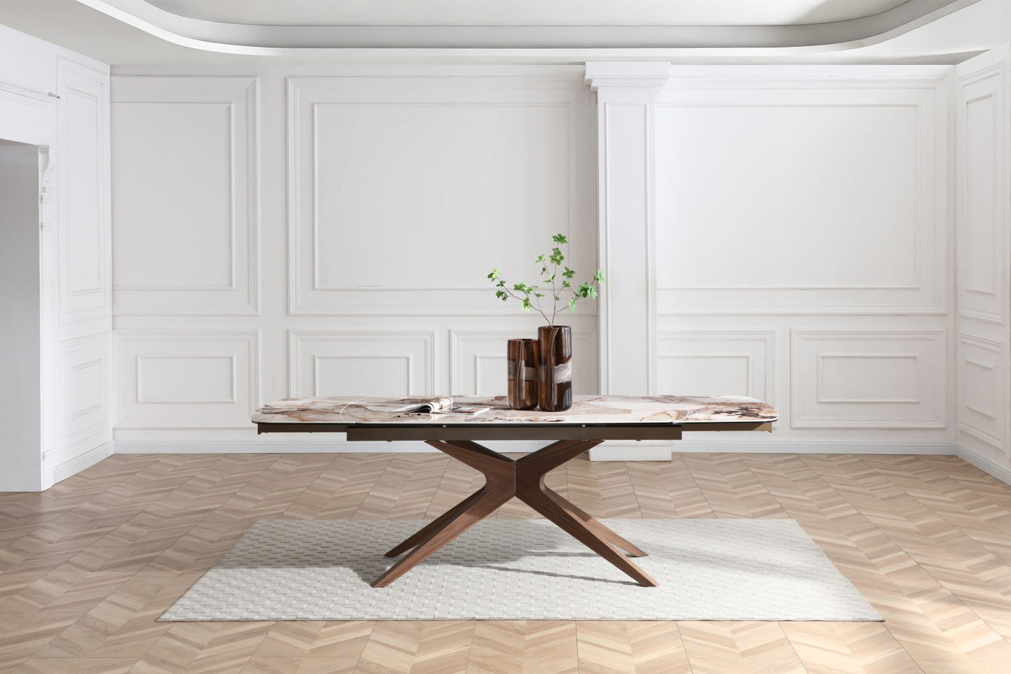 Giatalia Serene 160 - 240cm Walnut Extending Dining Table for 6 -10 Seater