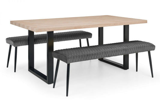 Set Of Berwick Table & 2 Luxe Low Benches Grey