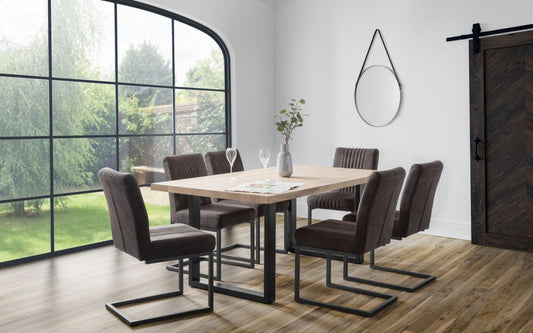 Set Of Berwick Table & 6 Brooklyn Charcoal Chairs