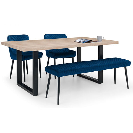 Set Of Berwick Table & Luxe Low Blue & 2 Luxe Chairs Blue