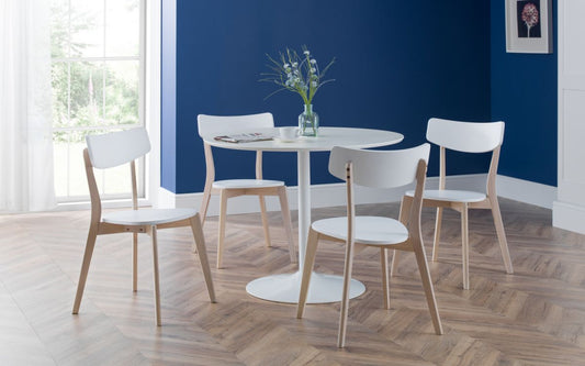 Set Of Blanco White Round Table & 4 Casa Chairs