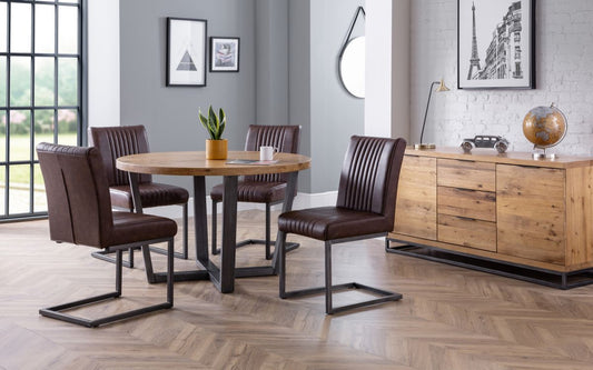 Set Of Brooklyn Round Table & 4 Brooklyn Chairs