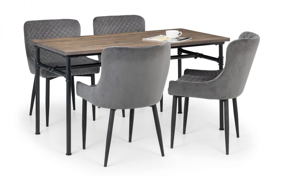 Set Of Carnegie Table & 4 Luxe Grey Chairs