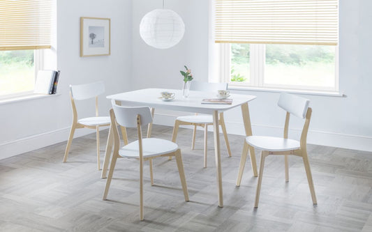 Set Of Casa Rectangular Table & 4 Chairs White/Oak