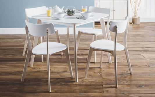 Set Of Casa Square Dining Table & 4 Chairs White/Oak