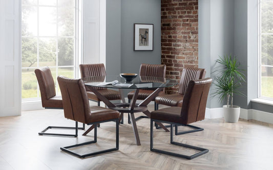 Set Of Chelsea 140Cm Round Table & 6 Brooklyn Chairs