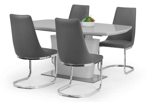 Set Of Como High Gloss Grey Table & 4 Como Chairs