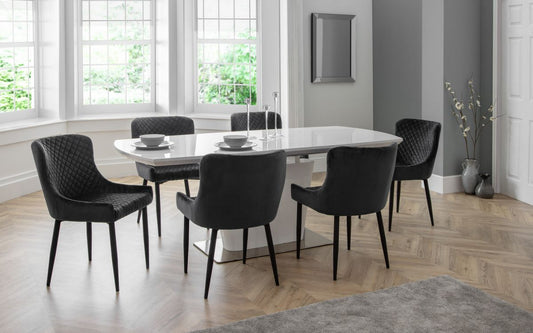 Set Of Como Table & 6 Luxe Grey Chairs