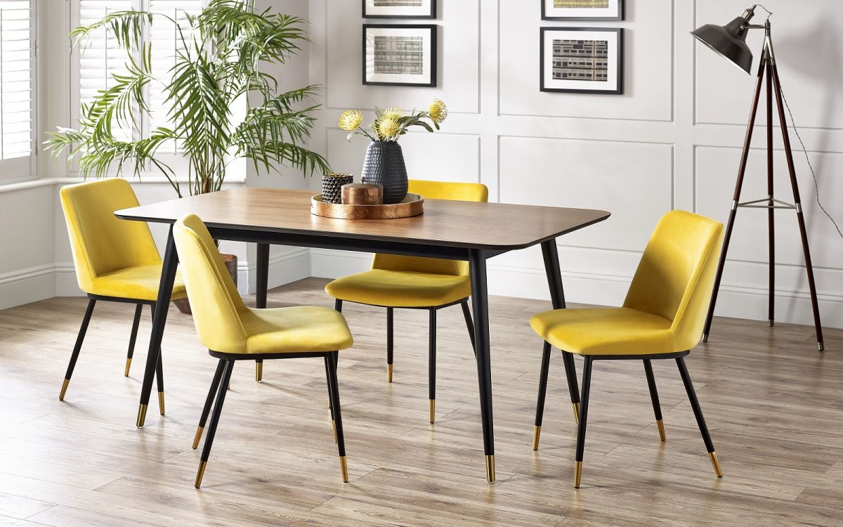 Set Of Findlay Rectangular Table & 4 Delaunay Mustard Chairs