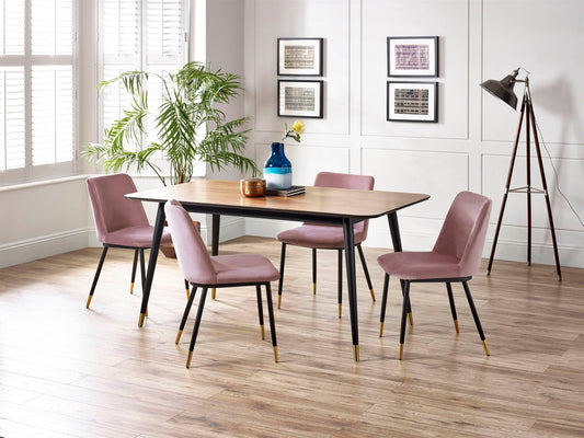 Set Of Findlay Rectangular Table & 4 Delaunay Pink Chairs