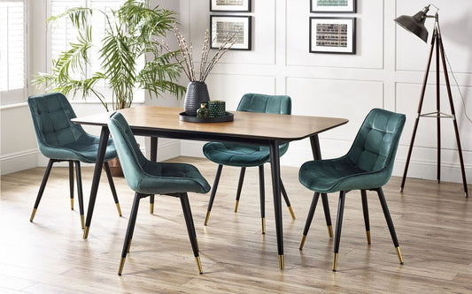 Set Of Findlay Rectangular Table & 4 Hadid Green Chairs