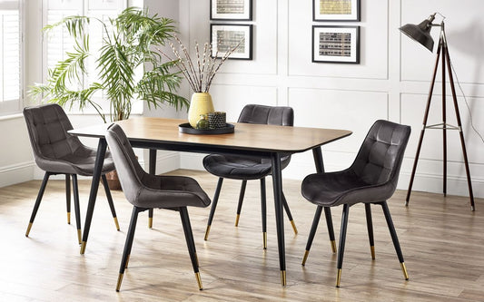 Set Of Findlay Rectangular Table & 4 Hadid Grey Chairs