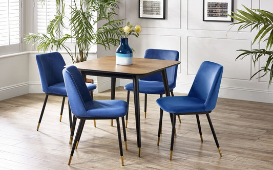 Set Of Findlay Square Dining Table & 4 Delaunay Blue Chairs