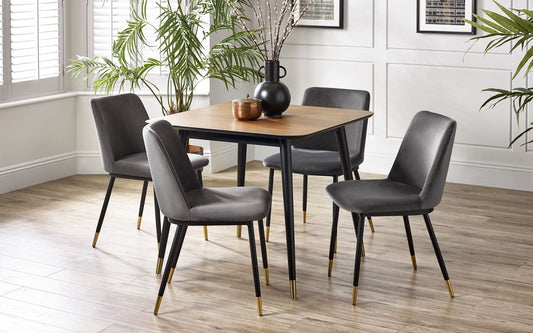 Set Of Findlay Square Dining Table & 4 Delaunay Grey Chairs