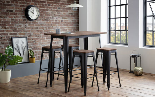 Set Of Grafton Bar Table & 4 Backless Bar Stools